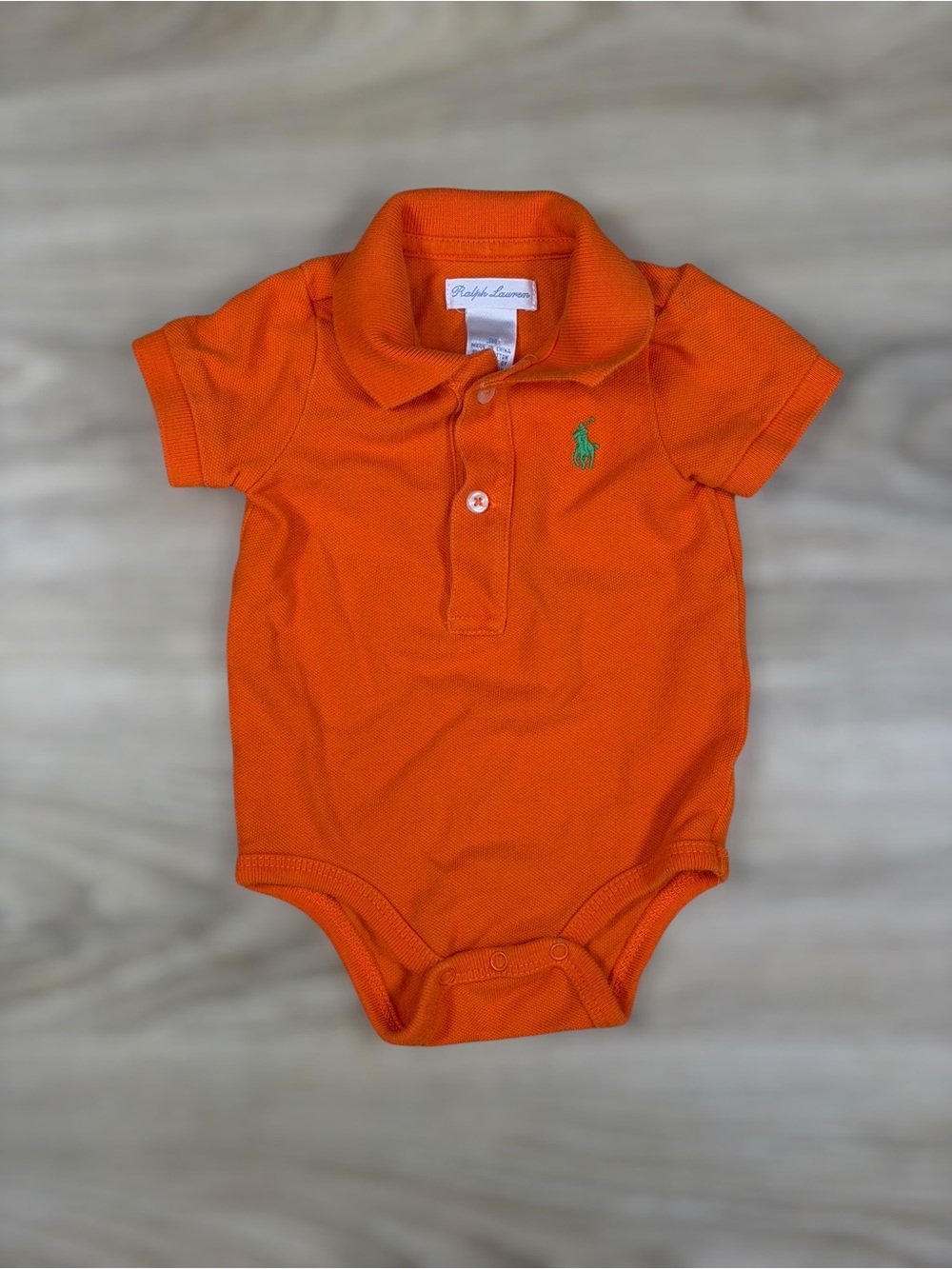 Ralph Lauren Baby Orange Polo Bodysuit Preppy Heritage Equestrian Halloween